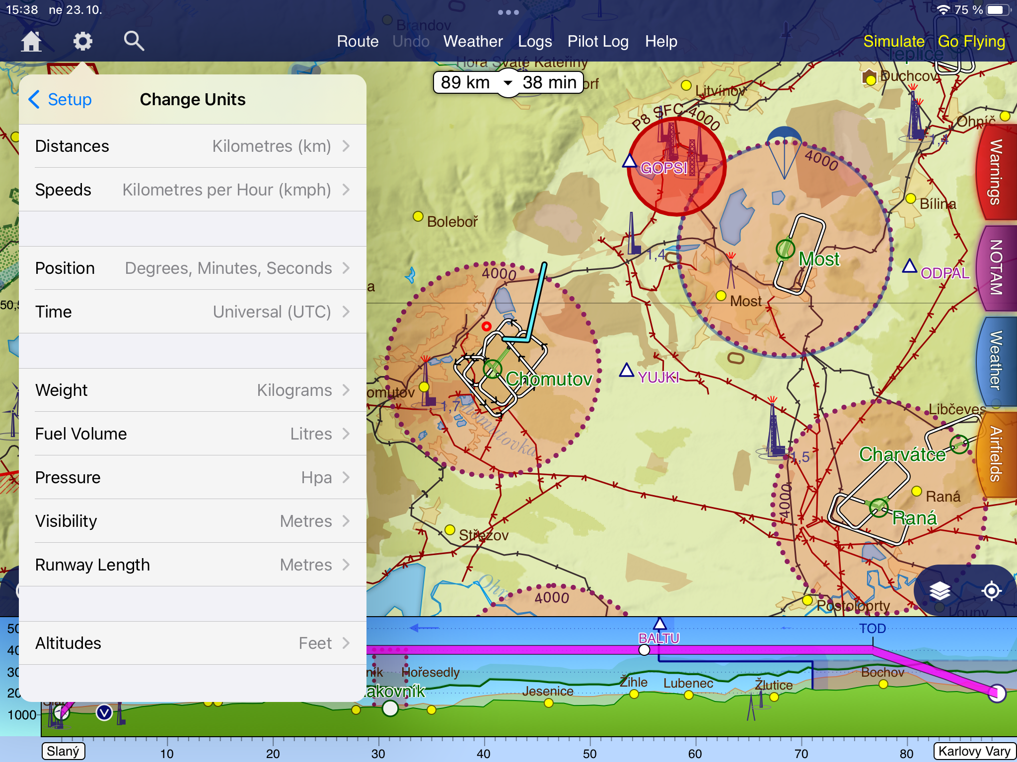 Nastavení jednotek v SkyDemonu